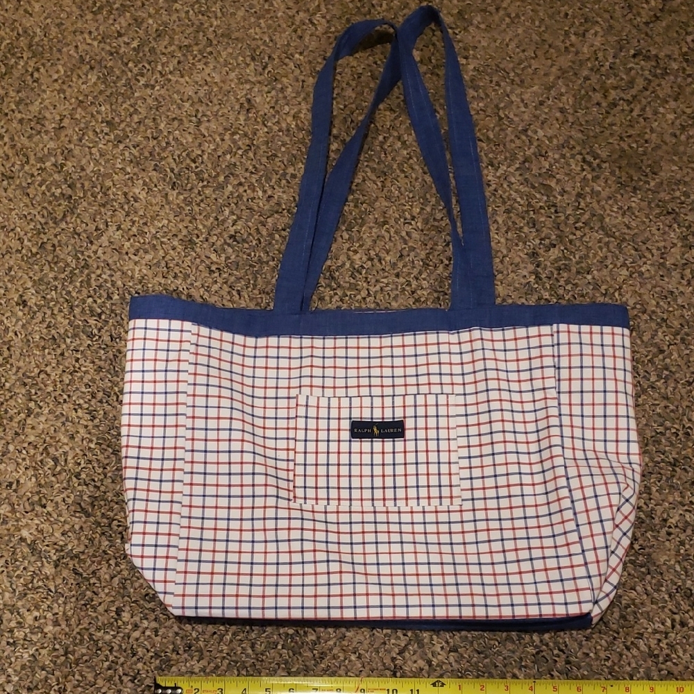 Polo by Ralph Lauren Blue and White Tote Bag with Nautical Design